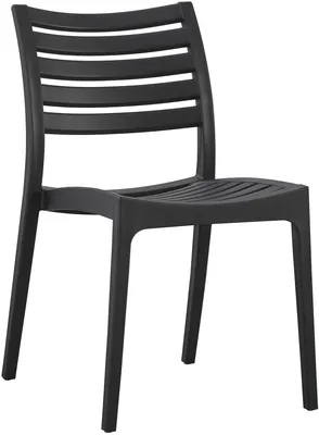 Produktbild von CLP Gartenstuhl Arkon mit Lehne stapelbar wetterfest UV-beständig bis 150 kg schwarz, KI-generiertes Bild