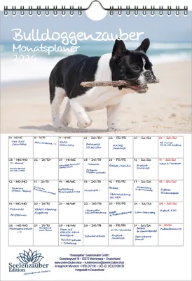 Produktbild von Bulldoggenzauber Planer DIN A4 Kalender für 2026 Bulldoggen Hunde und Welpen - Seelenzauber