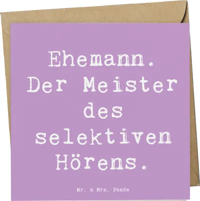 Produktbild von Mr. & Mrs. Panda Grußkarte Spruch Ehemann Meister - Lavendeltraum - Geschenk, Ehe, anlasskarte, Kommunikation, Klappkarte, Liebe zum, Glückwunschkarte, Zuneigung, Alltag