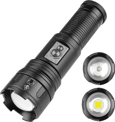 Produktbild von LED-Taschenlampe 2800 Lumen, extrem hell, Type-C wiederaufladbar, 10 Modi, wasserdicht IPX4, zoombar, Camping, Outdoor, Notfälle, robust, tragbar