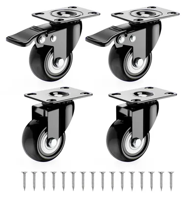 Productafbeelding van Meubelroller 4 stuks - Transportwielen - Meubels Verplaatsen - Met rem functie - 40 mm - Zwart