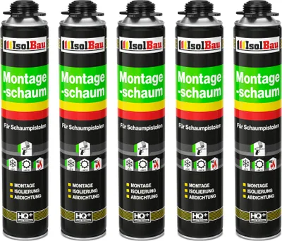 Produktbild von Isolbau - Bauschaum Montageschaum 5 x 750 ml PolyurethanSchaum 1K Pistolenschaum Zargenschaum - Isolierung Abdichtung für Innen und Außen