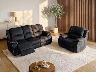 Produktbild von Couchgarnitur Relax 3+1 - Microfaser - Schwarz - HERNANI