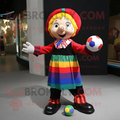 Immagine prodotto di Juggle personaggio del costume della mascotte REDBROKOLY vestito con un cappotto e fasce