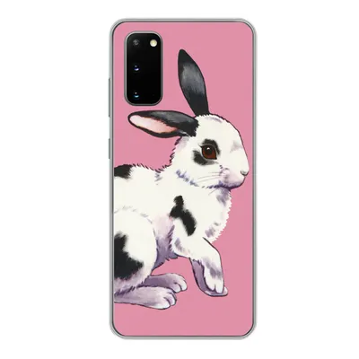 Produktbild von MuchoWow® Handyhülle Schutzhülle Hülle für Samsung Galaxy S20 Kaninchen mit rosa Hintergrund Silikon Softcase Handy Hülle - Bild