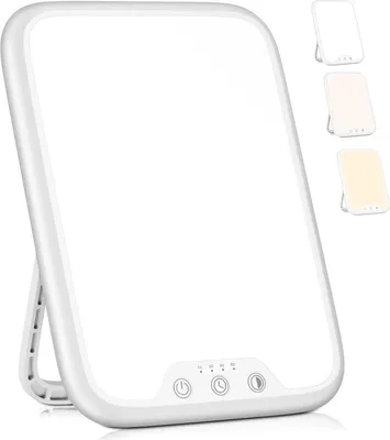 Produktbild von Tageslichtlampe, 10000 Lux lampe mit Memory Funktion, 4 Timer, UV-Frei Sonnenlicht Lampe mit Touch-Steuerung, Stufenlosem Dimmen, Faltbar Halterung