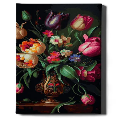 Immagine prodotto di Oh Art! - Set di pittura per numeri - 40x50cm, con cornice in legno e pennelli "Tulipani" fai da te