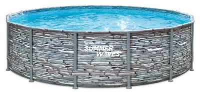 Produktbild von Summer Waves Elite Frame Pool Aufstellpool rund Komplettset Steinoptik Ø 427x107 cm