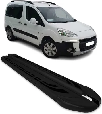 Image de Marchepieds Latéraux pour Peugeot Partner Tepee 2008-2018 Aluminium Noir 2Pcs