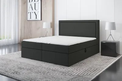 Produktbild von Boxspringbett FRODI 160 x 200 mit 2 Bettkästen, Bonell-Matratze und Topper. Farbe: Grau