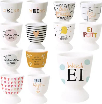Produktbild von LS-LebenStil Echt-Gold Eierbecher Spruch "Weich-Ei" edle Gute Laune Eibecher Eierhalter Eihalter Deko Frühstückstisch Geschenk Hochzeit Verlobung