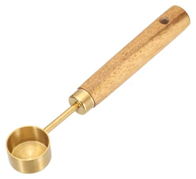 Maatlepel 5 ml Edelstahl Holzgriff gold für Kaffee Tee Zucker
