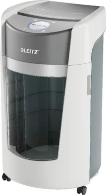 Produktbild von LEITZ Aktenvernichter IQ OptiMax Office 35 L P-5 2x15 Schnitte Start-/Stopp-Automatik Rücklauffunktion Rotierender Behälter - 33 % größeres Fassungsvermögen für Schnitte