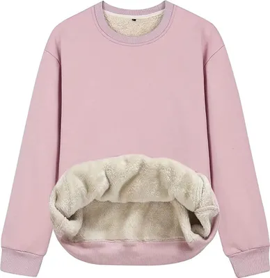 Image de Polaire femme ASKSA Col rond Sweat-shirt Doublure Pull Haut, Rose, L