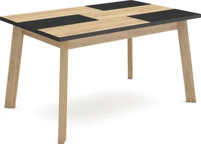 Immagine prodotto di ODIN Tavolo da Pranzo, 140x90x75cm, Per 6 persone, Gambe in legno, Rovere e Nero
