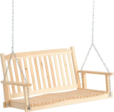 Produktbild von Outsunny Gartenschaukel für 2 Personen Schaukelbank Hängebank Massivholz Natur