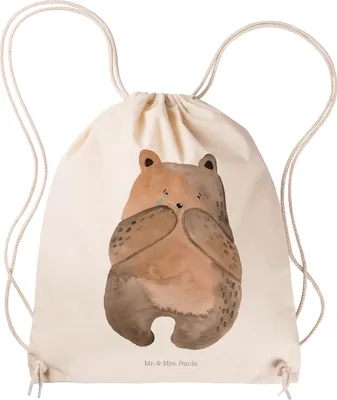 Produktbild von Mr. & Mrs. Panda Turnbeutel Bär Verlust - Transparent - Geschenk, Trauer Trauergeschenk Traurig Trösten Trost Liebeskummer, gym tasche, Kleiner Rucksack, Jutebeutel