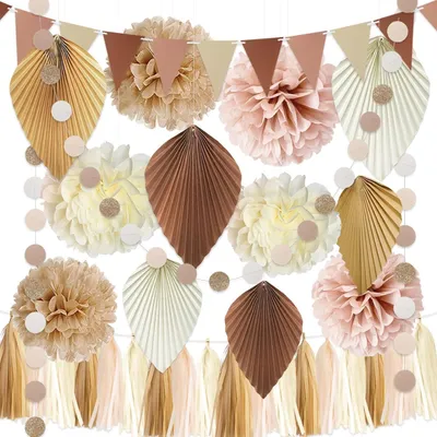 Zdjęcie produktu dla Zestaw dekoracji YBwanli Bohemian Party Beige Pastel Wedding Birthday Baby Party