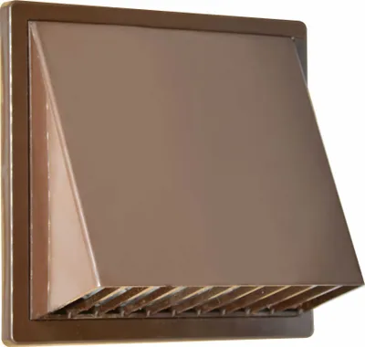 Obrázok produktu pre airRoxy PVSh 125 Plastová vetracia mriežka 170x170 mm so strieškou, prírubou, klapkou a nadstavcom, tmavohnedá