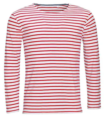 Image de SOLS - T-shirt « Marine » pour homme à manches longues LT1681 (M) (blanc/rouge)