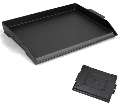 Productafbeelding van Grillplaat gietijzer Plancha - 58,6 x 40,5 cm - Antiaanbaklaag - Met vettrap