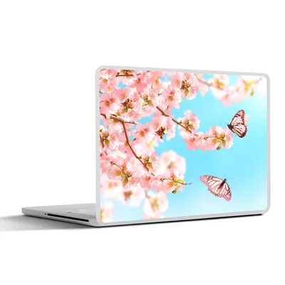 Produktbild von MuchoWow® Laptop Aufkleber Sticker Cover Schmetterlinge - Baum - Blumen 30x22 cm - Laptop-Sticker