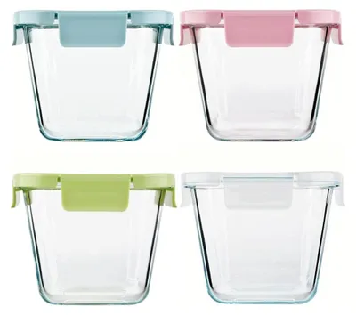 Immagine prodotto di Set di 4 contenitori in vetro per alimenti con coperchio, capacità di 890 ml ciascuno