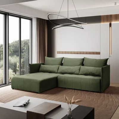 Produktbild von Kaiser Möbel Ecksofa, Sofa L form, Couch L form Hannover L stoff Castel Grün Links