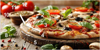 Produktbild von Wanduhr aus Glas mit Motiv Pizza im Holzofen- 60 x 30 cm - inkl. Aufhängesystem