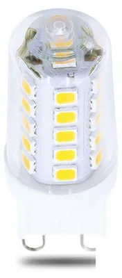 A close-up studio shot of a G9 LED light bulb.