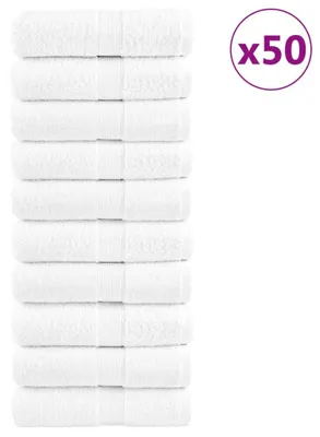 Image de vidaXL Serviettes d'invités SOLUND Premium, 50 pièces, blanc, 30 x 50 cm, 600 g/m²