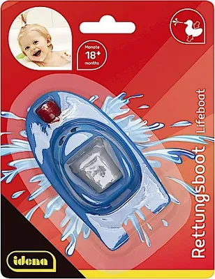 Zdjęcie produktu dla Idena - Jednoczęściowa łódź ratunkowa z otworami do rozpryskiwania, pływająca łódź, zabawka do wanny dla dzieci od 18 miesięcy, w kolorze czerwonym i niebieskim, odpowiednia do wanny, basenu i piaskownicy