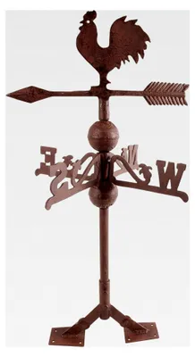 Produktbild von Wetterhahn im Antik Stil mit Standplatten aus Gusseisen, ca. 36 cm x 36 cm x 69 cm
