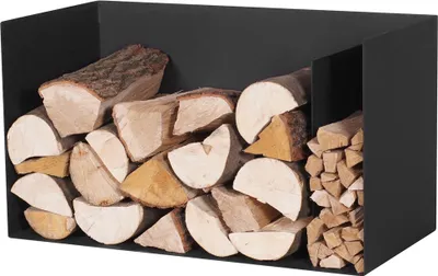 Produktbild von Holzaufbewahrung mit zwei Fächern aus schwarzem Stahl 70x35x40 cm FARM COOK