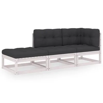 Produktbild von vidaXL 3-tlg. Garten-Lounge-Set mit Kissen Kiefer Massivholz