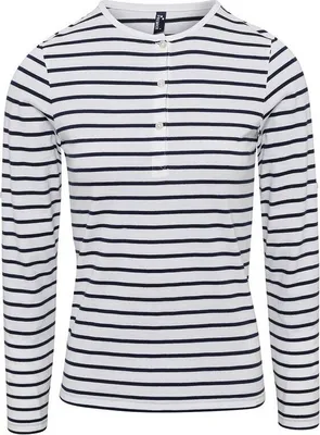 Produktbild von Premier - "Long John" T-Shirt für Damen Krempelärmel PC6113 (XL) (Weiß/Marineblau)