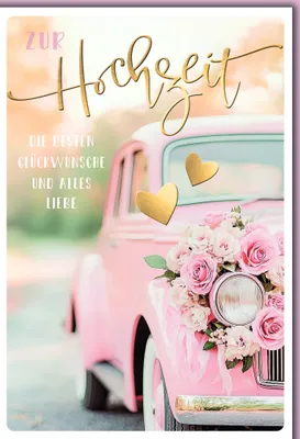 Produktbild von Hochzeitskarten Oldtimer mit Rosenkranz besten Glückwünsche Glückwunschkarte mit Umschlag
