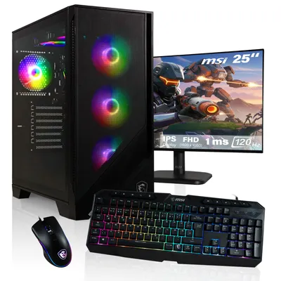 HYPER BYTE® - Gaming PC - Komplett Set | AMD Ryzen 7 5700G | 16GB RAM | 1TB SSD | Wasserkühlung | 25 Zoll Monitor | Maus & Tastatur | WLAN | Win11 Pro