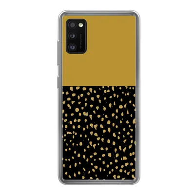 Produktbild von MuchoWow® Handyhülle Schutzhülle Hülle für Samsung Galaxy A41 Polka dots - Ockergelb - Schwarz Silikon Softcase Handy Hülle - Mobiltelefon