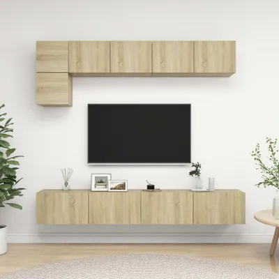 Produktbild von The Living Store 5-tlg. TV-Schrank-Set Sonoma-Eiche Holzwerkstoff