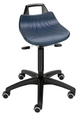 Produktbild von Drehhocker mit PolyurethanSchaum-Sitz in Blau und Rollen