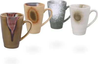 Produktbild von Teetassen / Teetassen Set / Kaffeetassen / Becher Japan Design, 4 Tassen je 300ml, bunt, handbemalt