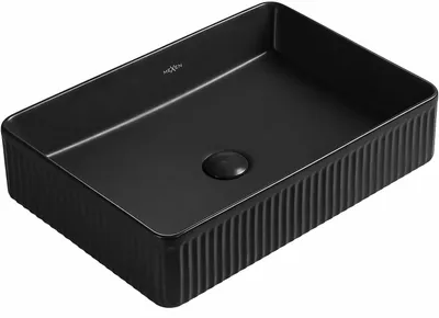 Image de Mexen Grovo lavabo à poser cannelé 51 x 37 cm, noir mat - 22305185