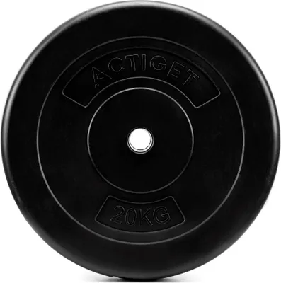 Produktbild von ACTIGET Hantelscheibe 20 kg für Langhantel und Hanteln Ø 31 mm, Kunststoff -Schwarz