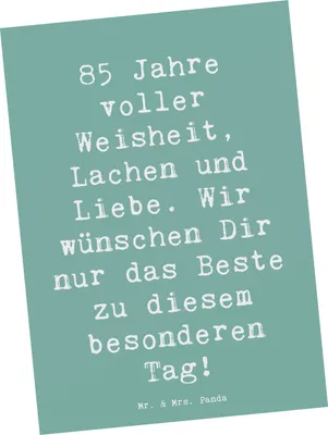 Produktbild von Mr. & Mrs. Panda Postkarte Spruch 85. Geburtstag - Meeresbrise - Geschenk, Alter, bildkarte, Handgefertigte Geschenke, Ansichtskarten, besondere Anlässe, Grußkarte, Liebe