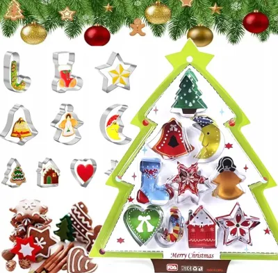Produktbild von 10er Set Weihnachts-Ausstechformen Edelstahl verschiedene Motive