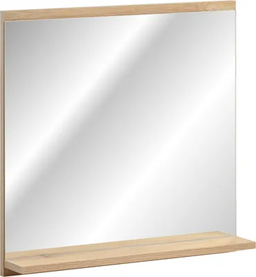 Image de FURNLUX Miroir mural Nova Gris Miroir Et Chêne 60cm / Couleur principale : Beige / Dimensions : 60 x 57 x 10 cm