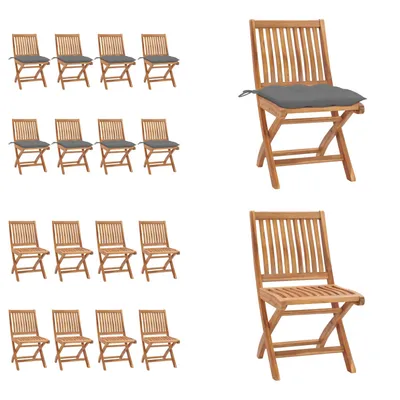 Produktbild von vidaXL Klappbare Gartenstühle mit Kissen 8 Stk. Massivholz Teak - Gartenstuhl - Gartenstühle - Holzstuhl - Holzstühle