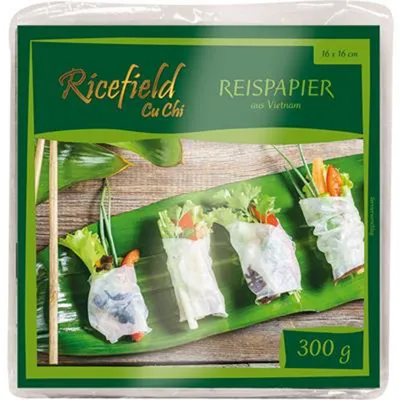 Produktbild von Reispapier quadratisch 16cm 300g - Ricefield