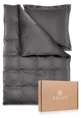 Produktbild von Magano® Luxus Bettwäsche-Set - Bambus & Baumwolle Satin - 400 TC (Dark Grey, 135x200 cm + 80x80cm)